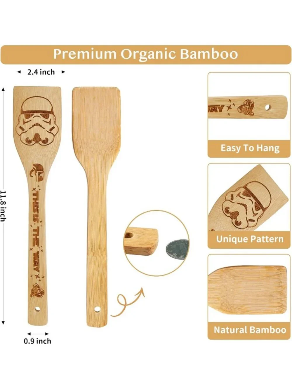 7PCS Bamboo Cooking Utensils Set - Wooden Spoons & Spatulas for Kitchen Decor